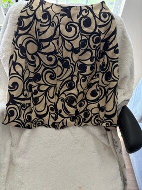 Talbots Cream and Black Swirl Silk Skirt (Petite)